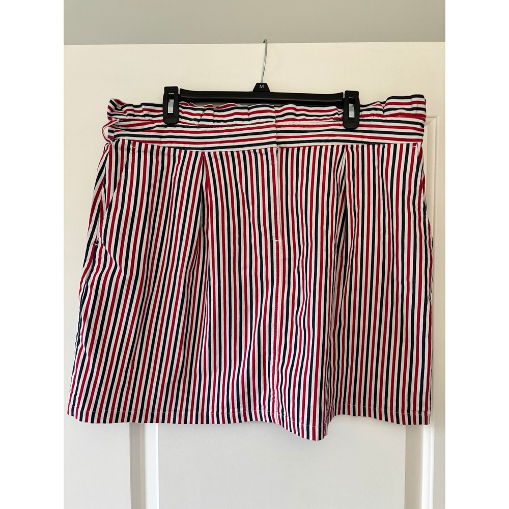 Forever 21 Red White Blue Striped Paperbag Waist Mini Skirt with Pockets 2X - Picture 1 of 9